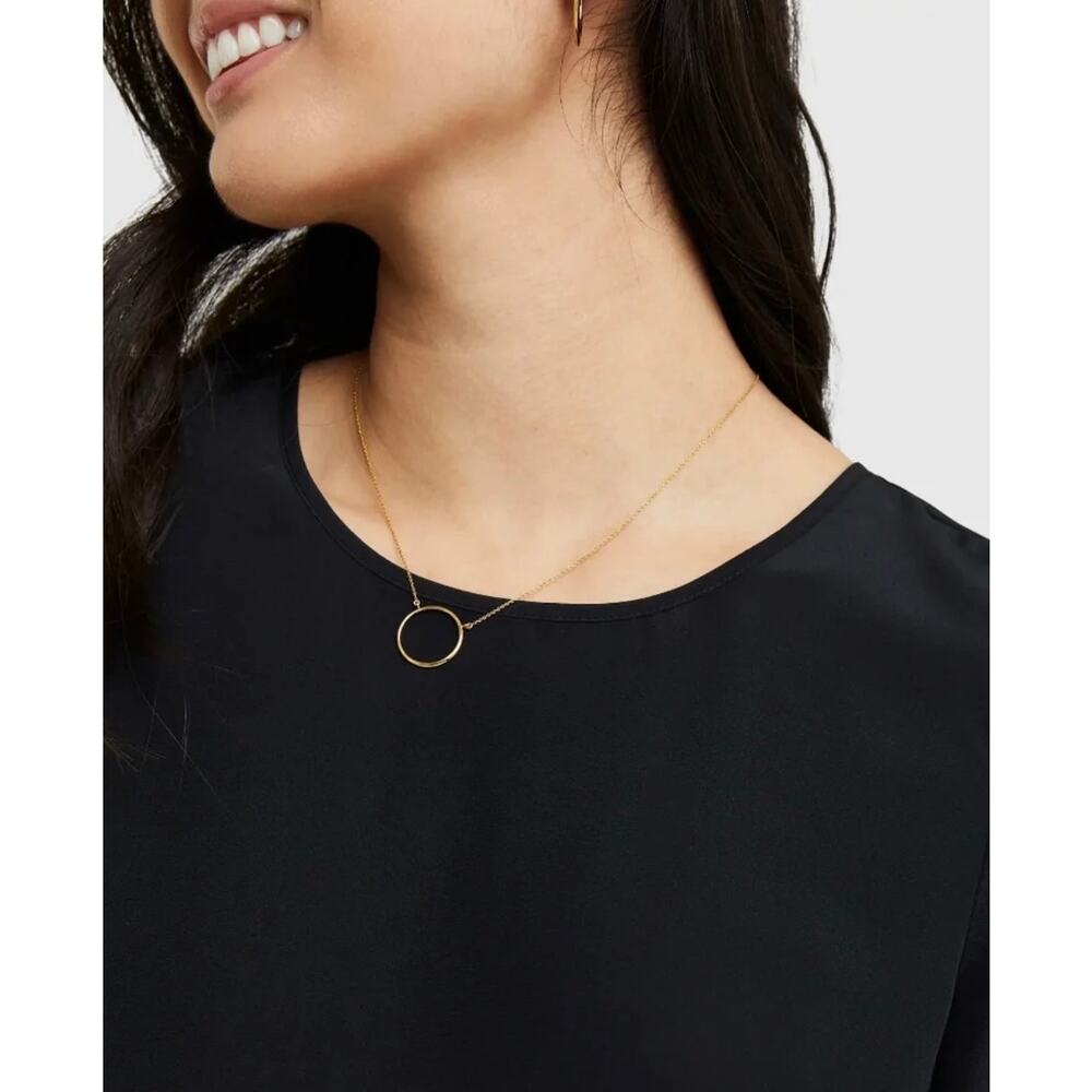 Quince Washable Stretch Silk Tee Dress in Black Size Large - Picture 3 of 9